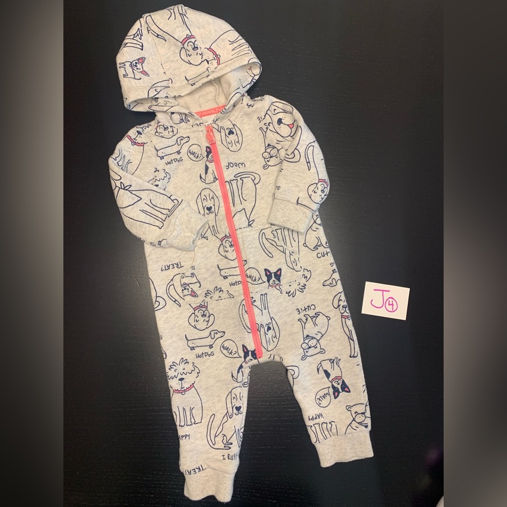 ⭐️2/$11.00⭐️ Carter’s 9m Dog Theme Hooded Cotten Zip Up One Piece